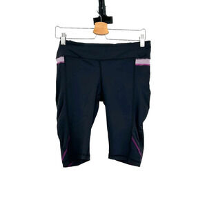 Lululemon Take Flight‎ Bike Shorts Black Purple Stripe Size 10